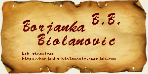 Borjanka Biolanović vizit kartica